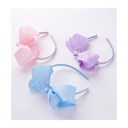 Babyhug Free Size Hairbands With Bow Applique Pack of 3 - Pink Blue & Purple