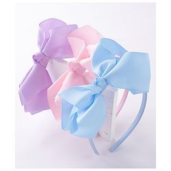Babyhug Free Size Hairbands With Bow Applique Pack of 3 - Pink Blue & Purple
