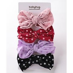 Babyhug Bow Applique Headbands Pack of 4 - Multicolour