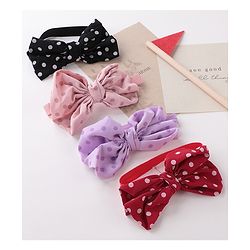 Babyhug Bow Applique Headbands Pack of 4 - Multicolour