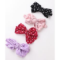 Babyhug Bow Applique Headbands Pack of 4 - Multicolour