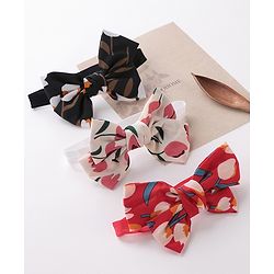 Babyhug Bow Applique Headbands Pack of 3 - Black White & Red