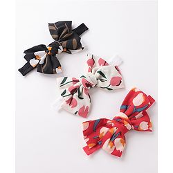 Babyhug Bow Applique Headbands Pack of 3 - Black White & Red