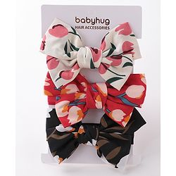 Babyhug Bow Applique Headbands Pack of 3 - Black White & Red