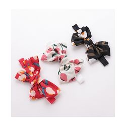 Babyhug Bow Applique Headbands Pack of 3 - Black White & Red