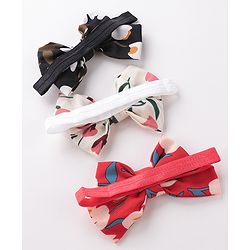 Babyhug Bow Applique Headbands Pack of 3 - Black White & Red