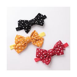 Babyhug Bow Applique Headbands Pack of 3 - Red Black & Mustard