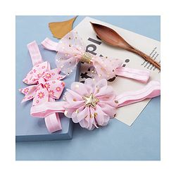 Babyhug Free Size Headbands With Bow & Floral Applique Pack of 3 - Pink