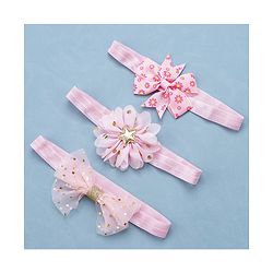 Babyhug Free Size Headbands With Bow & Floral Applique Pack of 3 - Pink
