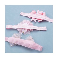 Babyhug Free Size Headbands With Bow & Floral Applique Pack of 3 - Pink