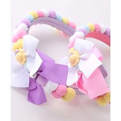 Babyhug Free Size Hair bands With Bow Applique Pack of 2 - Pink & Purple