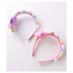 Babyhug Free Size Hair bands With Bow Applique Pack of 2 - Pink & Purple