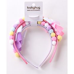 Babyhug Free Size Hair bands With Bow Applique Pack of 2 - Pink & Purple