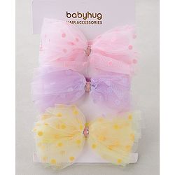 Babyhug Free Size Headbands With Bow Applique Pack of 3 - Pink Purple & Yellow