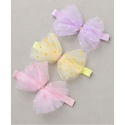 Babyhug Free Size Headbands With Bow Applique Pack of 3 - Pink Purple & Yellow