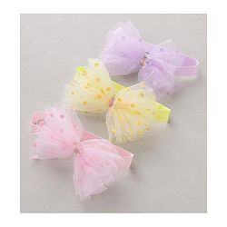 Babyhug Free Size Headbands With Bow Applique Pack of 3 - Pink Purple & Yellow