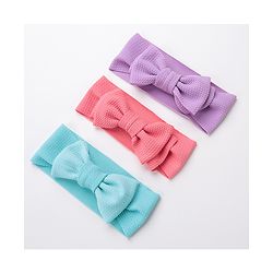 Babyhug Free Size Headbands With Bow Applique Pack of 3 - Pink Purple & Blue