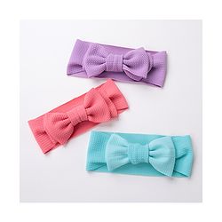 Babyhug Free Size Headbands With Bow Applique Pack of 3 - Pink Purple & Blue