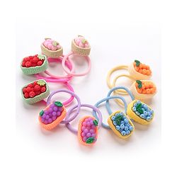Babyhug Free Size Rubber Bands Set with Fruit Applique Pack of 10 - Multicolor