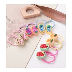 Babyhug Free Size Rubber Bands Set with Fruit Applique Pack of 10 - Multicolor