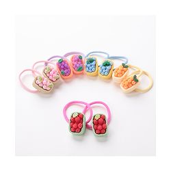Babyhug Free Size Rubber Bands Set with Fruit Applique Pack of 10 - Multicolor