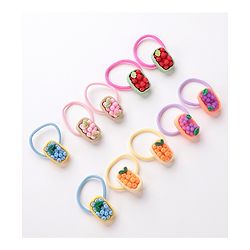 Babyhug Free Size Rubber Bands Set with Fruit Applique Pack of 10 - Multicolor