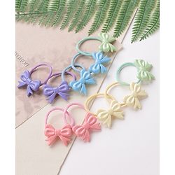 Babyhug Free Size Rubber Bands with Bow Applique Pack of 10 - Multicolour