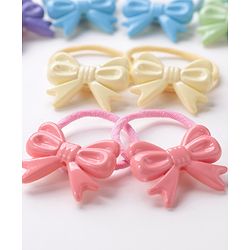 Babyhug Free Size Rubber Bands with Bow Applique Pack of 10 - Multicolour