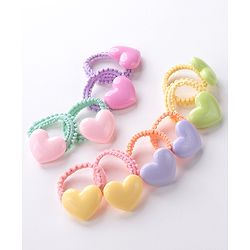 Babyhug Free Size Rubber Bands Set with Heart Applique Pack of 10 - Multicolor