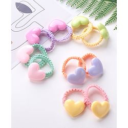 Babyhug Free Size Rubber Bands Set with Heart Applique Pack of 10 - Multicolor