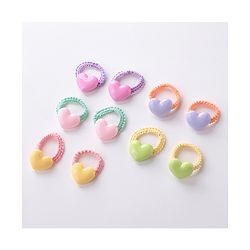 Babyhug Free Size Rubber Bands Set with Heart Applique Pack of 10 - Multicolor