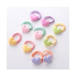 Babyhug Free Size Rubber Bands Set with Heart Applique Pack of 10 - Multicolor