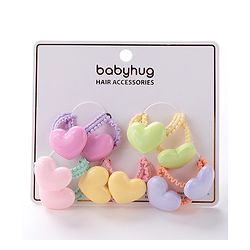Babyhug Free Size Rubber Bands Set with Heart Applique Pack of 10 - Multicolor