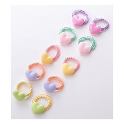 Babyhug Free Size Rubber Bands Set with Heart Applique Pack of 10 - Multicolor