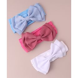 Babyhug Free Size Headbands With Bow Applique Pack of 3 - Red White & Blue