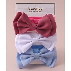 Babyhug Free Size Headbands With Bow Applique Pack of 3 - Red White & Blue