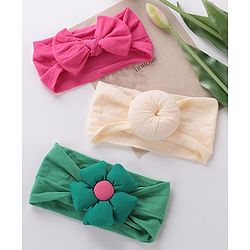 Babyhug  Headbands  with Bow Applique Pack of 3 - Multicolor