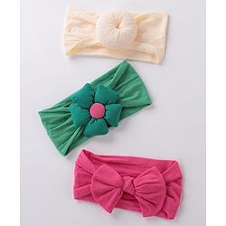 Babyhug  Headbands  with Bow Applique Pack of 3 - Multicolor