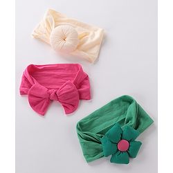 Babyhug  Headbands  with Bow Applique Pack of 3 - Multicolor