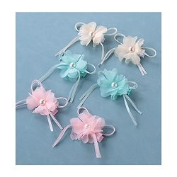 Babyhug Hair Pins and Clips With Floral Applique Pack of 6 - Pink Blue & Beige