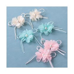 Babyhug Hair Pins and Clips With Floral Applique Pack of 6 - Pink Blue & Beige