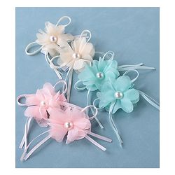 Babyhug Hair Pins and Clips With Floral Applique Pack of 6 - Pink Blue & Beige