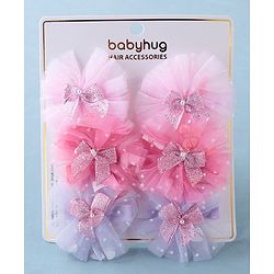 Babyhug Free Size Hair Pins & Clips With Flower Applique Pack of 6 - Multicolor