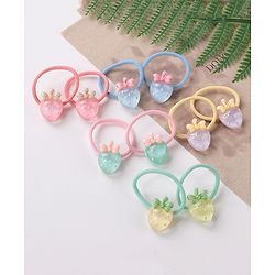 Babyhug Free Size Rubber Bands Set with Strawberry Applique Pack of 10 - Multicolor