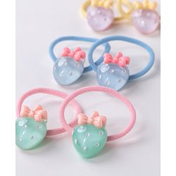 Babyhug Free Size Rubber Bands Set with Strawberry Applique Pack of 10 - Multicolor