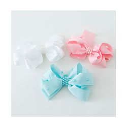 Babyhug Bow Applique Headbands Pack of 3 - Pink White & Sky Blue
