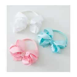 Babyhug Bow Applique Headbands Pack of 3 - Pink White & Sky Blue