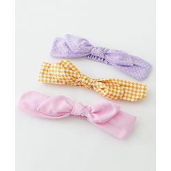 Babyhug Free Size Headbands With Bow Applique Pack of 3 - Pink Purple & Yellow