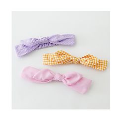 Babyhug Free Size Headbands With Bow Applique Pack of 3 - Pink Purple & Yellow