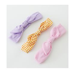 Babyhug Free Size Headbands With Bow Applique Pack of 3 - Pink Purple & Yellow